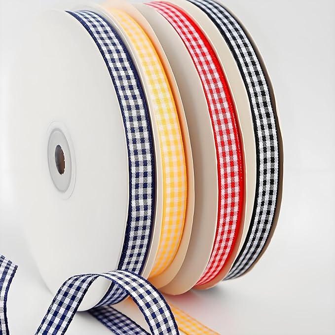 Classic Gingham Checkered Ribbon, Assorted Colors Premium Polyster Plaid Checkered Craft Ribbon for Gift Wrapping, DIY Projects, Hair Bows,Scrapbooking & Party Decor (Light Pink, 3/8x50Yd)