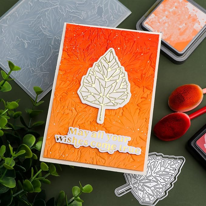BAOFALI 3D Autumn Theme Plastic Embossing Folders Maple Leaf for DIY Scrapbooking Photo Album Card Paper Craft Decoration for Card Making,Embossing Template Paper Card Embossing Stencil