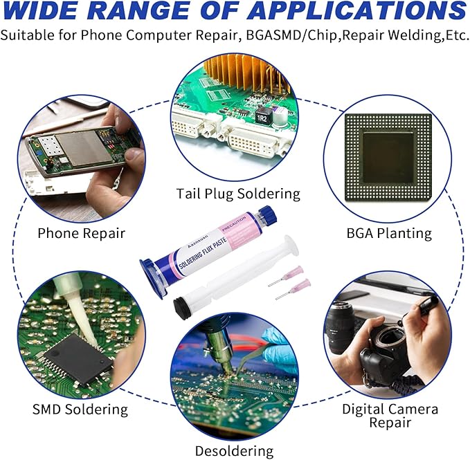Solder flux for Electronics Soldering, No Clean Soldering Flux Paste (10CC) & Desoldering Wick (2pcs)