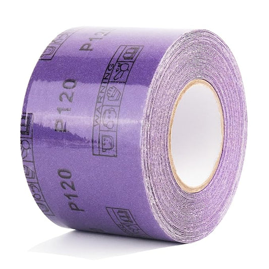 100 Grit PSA Purple Film Ceramic Sandpaper Roll, 2-3/4" Wide Continuous 10 Yard Longboard Sanding Roll Wet Dry Sanding Blocks Self Adhesive Sticky Back Sanding Sheets for Woodworking Automotive