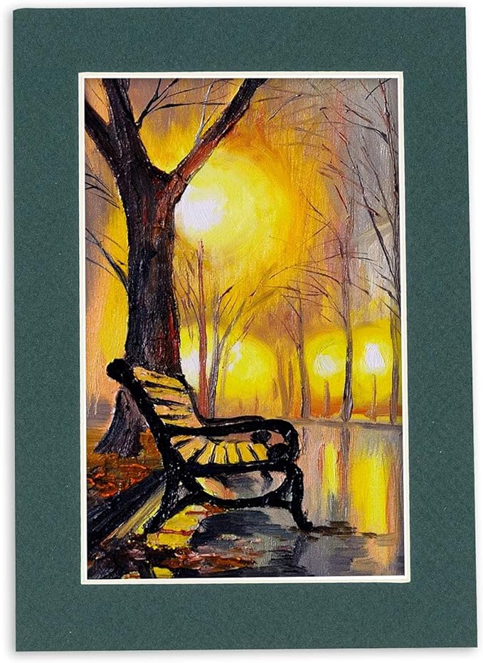 Pack of 25 Acid Free 8x10 Mats Bevel Cut for 5.5x8.5 Photos - Forest Green Precut Matboards For Pictures, Photos, Framing - 4-ply Thickness