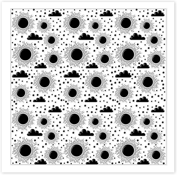 CHGCRAFT Sun and Cloud Polymer Clay Texture Sheets Geometric Pattern Silicone Texture Stamp Clay Texture Mat Modeling Pattern Pad Sheets for Jewelry and Earrings Tools, 5.5x5.5 inch