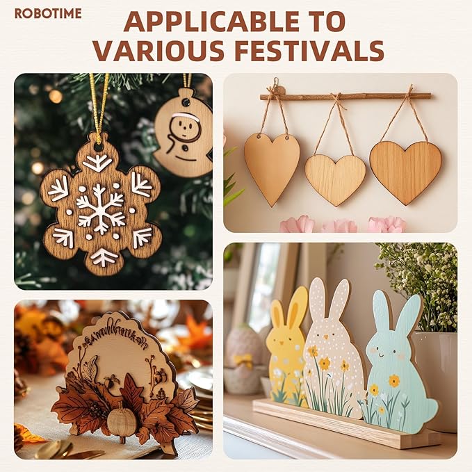 ROBOTIME 6-Pack Laser Wood Sheets 1/8" - 12 x 12 x 1/8 Inch - Oak - 3mm Plywood for Laser Cutting, Laser Engraving Blanks