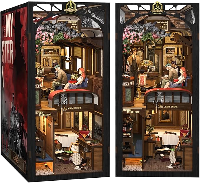 CUTEBEE Book Nook Kit, DIY Booknook Miniature House Tiny House 3D Wooden Puzzle Dollhouse Kit for Adults and Teens, Bookshelf Insert Decor, DIY Craft Gift Model Build