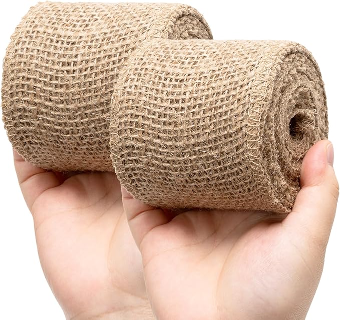 Natural Burlap Fabric Roll 10 Yards, 3 Inch Jute Ribbon for DIY Gift Wrapping, Craft Projects, Wedding, Christmas, Home Decoration (7.5 cm, 3 in)