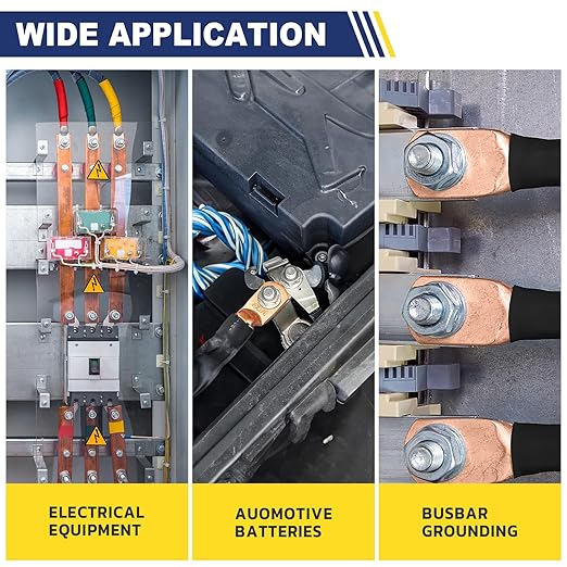 haisstronica 10pcs 2 AWG - 5/16" (M8) Battery Cable Lugs, Heavy Duty Copper Wire Lugs with 10pcs 3:1 Adhesive Heat Shrink Tubing, 2 Gauge Wire Connectors Battery Terminal Connector, Battery Cable Ends