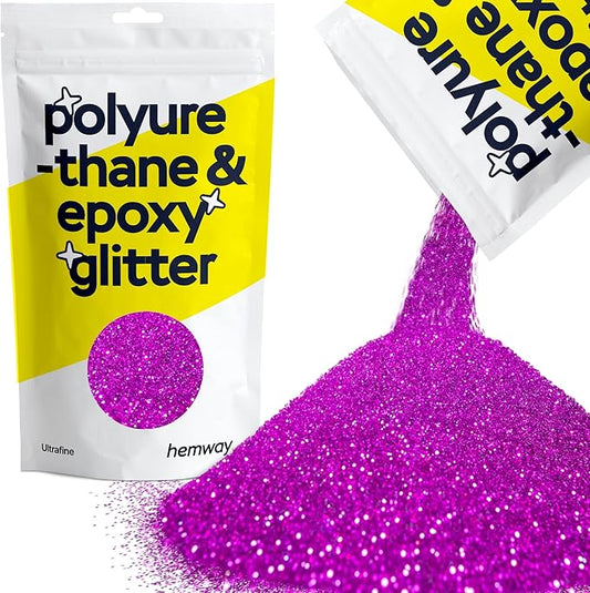 Hemway Polyurethane & Epoxy Glitter Metallic Crystal Flake Additive for Flooring, Jewellery Making, Tumblers and Resin 100g / 3.5oz - Ultrafine (1/128" 0.008" 0.2mm) - Fuchsia Pink