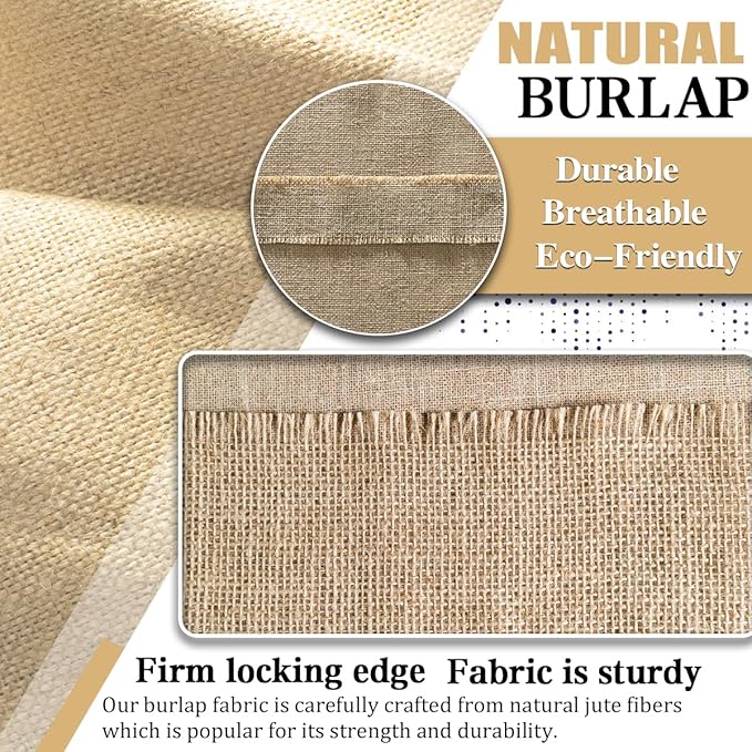 Burlap Fabric Roll, 12" x 30 Feet Burlap Garden Fabric Natural Jute for Decorations, Crafts, Weddings, Table Runner, Landscaping, Plants & Tree Covering