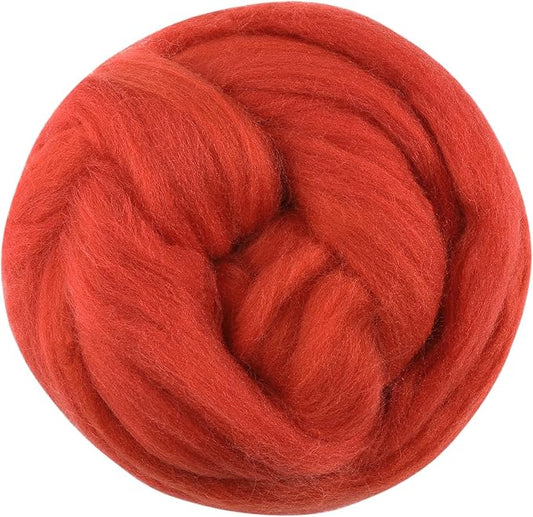 3.53oz Wool Roving Yarn, Fiber Roving Wool Top, Needle Felting Supplies, Pure Wools, Chunky Yarn, Spinning Wools for Needle Felting Wet DIY Hand Spinning (Dark red)