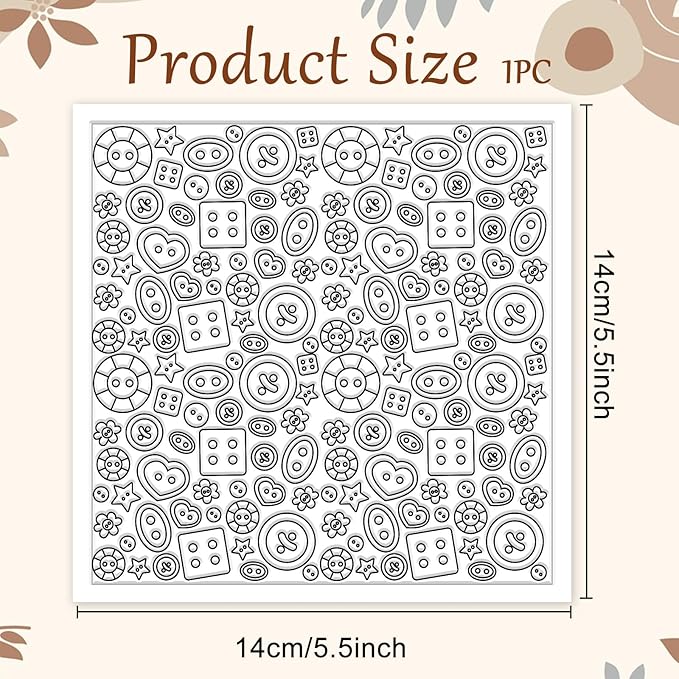 CHGCRAFT Button Pattern Polymer Clay Texture Sheets Heart Graphic Geometric Silicone Texture Stamp Clay Texture Mat Modeling Pattern Pad Sheets for Jewelry and Earrings Tools, 5.5x5.5 inch