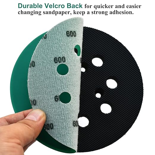 5-Inch 8-Hole Wet Dry Sanding Discs 600 Grit, Polyester Film Backed Heavy-Duty Hook and Loop Sandpaper for Random Orbital Sander, 50-Pack