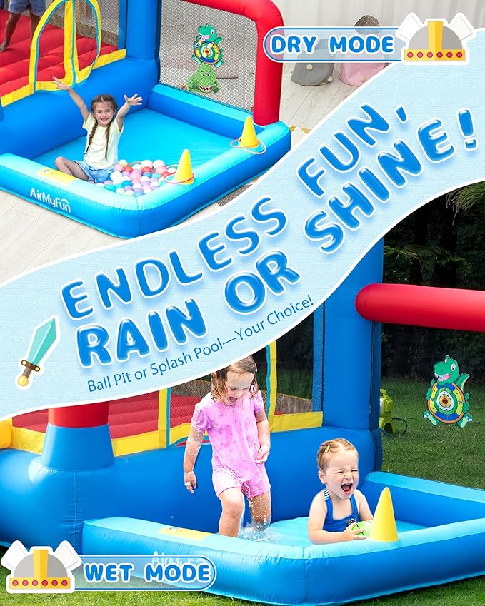 AirMyFun Bounce House for Kids 3-6, Premium Material Bounce House with Slide,Indoor Outdoor Inflatable Bounce House, Includes Blower – Bouncy Castle for Fun & Birthdays