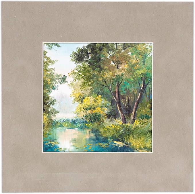 8x10 Mat Bevel Cut for 6x8 Photos - Acid Free Light Grey Suede Precut Matboard with Backing Board and Crystal Clear, Self Seal Photo Mat Bag - for Pictures, Photos, Framing - 4-ply Thickness
