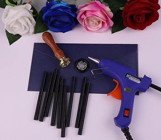 30 Pieces 7mm Sealing Wax Sticks for Glue Gun,PORXFLY Mini Wax Seal Sticks Great for Seals Stamp,Cards Envelopes,Wedding Invitations,Gift Wrapping,Wine Packages (Black)