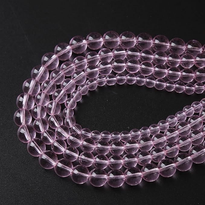 4mm 90pcs Smooth Rose Pink Glass Beads Quartz Crystal Round Loose Beads for Jewelry Making DIY Bracelet Necklace