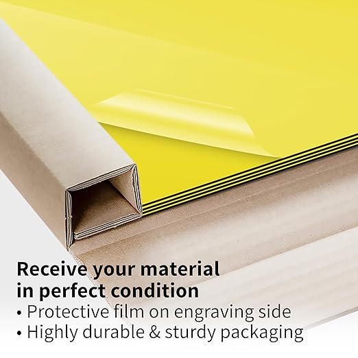 Trotec TroLase | 12"x20"x1/16", 4 Pcs | Yellow/Black | 2 Ply | Modified Acrylic | Laser Engraving Double Color Plastic Sheet | Engraving Blanks for Laser, Saw, Guillotine | Made in USA
