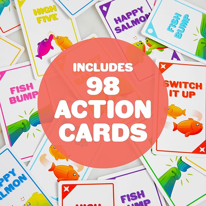 Exploding Kittens Happy Salmon 3-8 Players - Ages 6+ - 90 Second Rounds - Easy to Learn Quick Matching Card Game - Party Game, Family Game Night, Kid and Adult Card Game