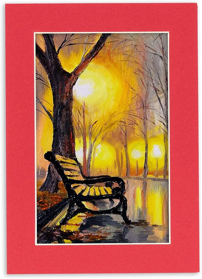 Poster Palooza 11x14 Mat Bevel Cut for 8.5x11 Photos - Acid Free Cardinal Red Precut Matboard - For Pictures, Photos, Framing - 4-ply Thickness