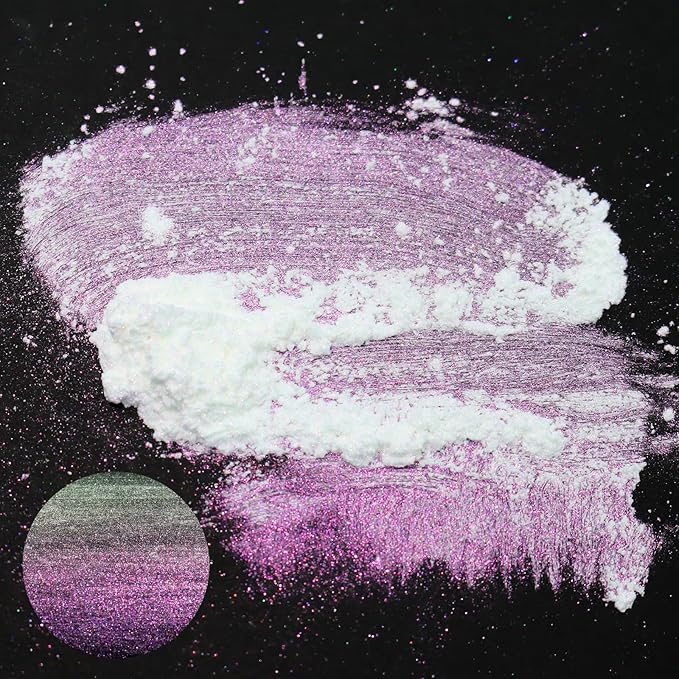 Matio Chameleon Mica Powder, 1.06oz/ 30g Rose Fairy White Chrome Powder, Pearlescent Effect Color Shift Pigment for Resin Craft, Soap Candle Dye, Nail Art, Makeup, Bath Bomb, Paint, Slime Pigment