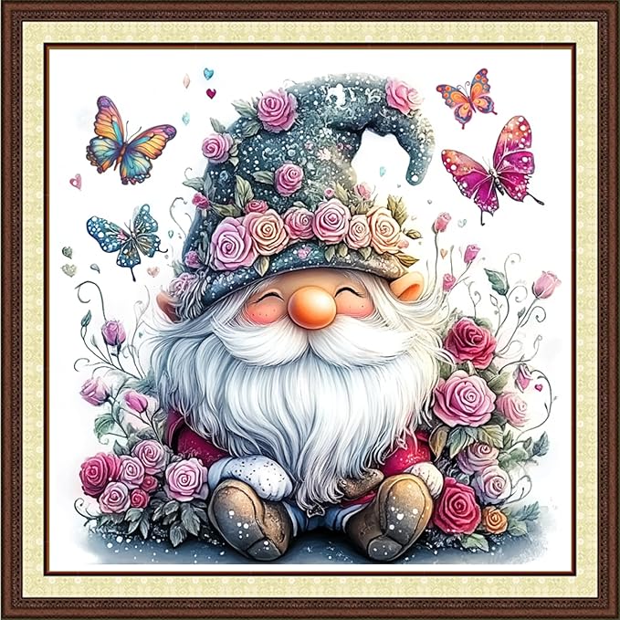 Findvoor Counted Cross Stitch Kits for Adults Full Range of Cross Stitching Embroidery Unprinted Pattern for Beginners, 11CT Needlepoint Kit Patterns Embroidery Kits-Dwarf Flower 18x18 inch
