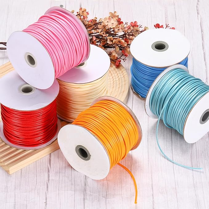 MECCANIXITY Waxed Cord 2.5mm Waxed Polyester Cord 87 Yard Wax String for Bracelet Making, Necklaces, Beading, Jewelry Making and DIY Crafts(Khaki)