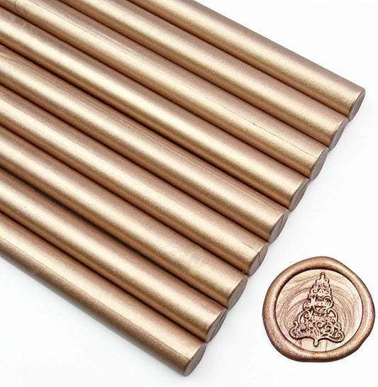 Champagne Gold Seal Wax Sticks for Large Glue Gun, Sealing Decoration for Wedding Invitation/Thanks Card Envelope/Shower Gifts Wrapping, 12 pcs/Box