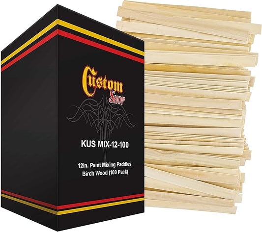 Custom Shop Craft and Paint Sticks - (Pack -100 Sticks) 12" Inch Premium Grade Wood Stirrers/Paddles - Use for Wood Crafts, Mixing Epoxy Resin or Paint, Garden Sign Posts