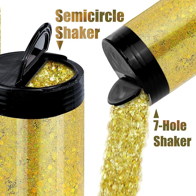 Estanoite Holographic Chunky Glitter, 160G/5.64OZ Glitter, Mixed Fine & Chunky Glitter for Epoxy Resin, Iridescent Glitter for Crafts Tumblers, Halloween Christmas Festival Painting Decor (Rose)