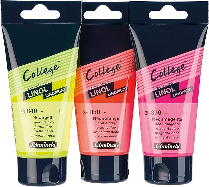 Schmincke - College Linol, Artists' lino Printing Inks, neon Magenta in 75 ml Tube, 39870013, Low-Odour Water-Based lino Printing Ink, lightfast, Even Print