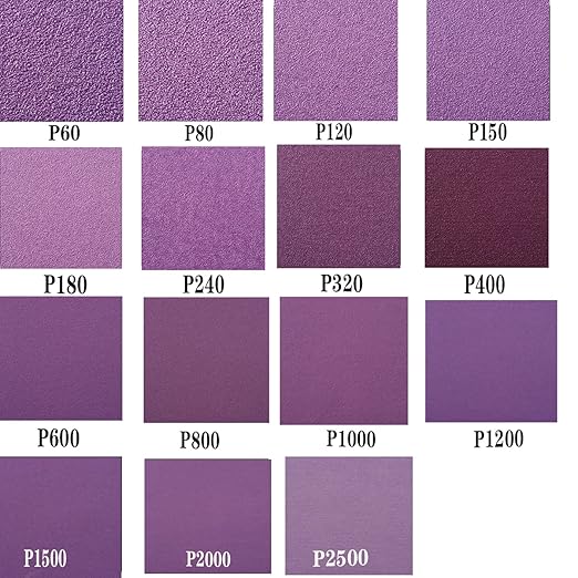 Sandpaper Assorted Grit 9 x 11 Inch, 5 Each of (800,1000,1500,2000,2500), Wet Dry Sand Paper,White Fused Alumina Abrasive Sanding Sheets for Wood,Metal Sanding,Automotive,Polishing,Purple,25-Pack