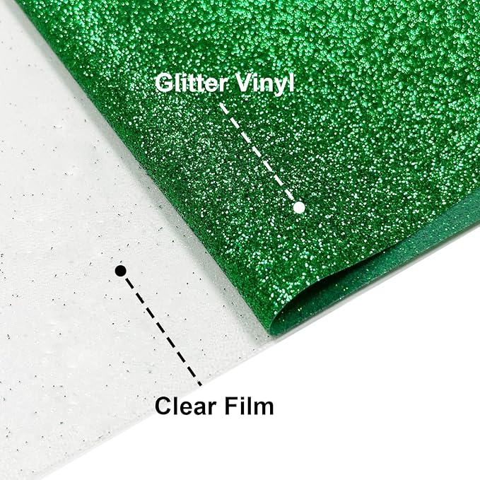 Christmas Green Glitter HTV Heat Transfer Vinyl, 12" x 5ft lron on Vinyl, for T-Shirt Ironing, Vinyl HTV Easy to Cut and Weed, The Best Choice for DIY Creativity. (Greener, 12" x5ft)