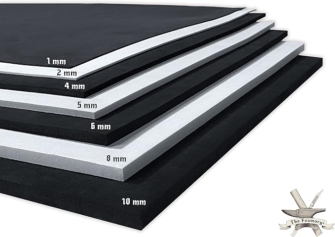 Shape Retention EVA Cosplay Foam 4mm (1mm-10mm) 14x39 inch White or Black High Density EVA Foam Sheets. Premium 85 kg/m3 Heat Shape Material for DIY Convention or Halloween Costumes by The Foamory