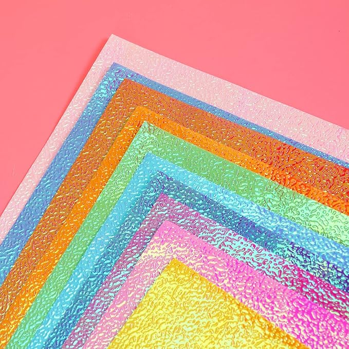 STOBOK 100pcs Shiny Origami Paper Iridescent Paper Square Shiny Folding Decoration for Crafts Projects (15cm, 10 Colors)