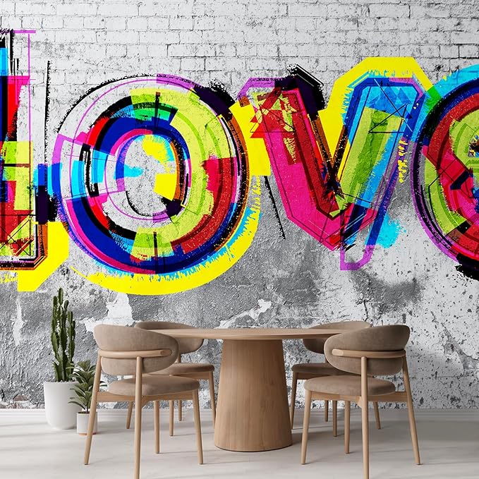 wall26 Colorful Graffiti Large Wall Mural, Removable Peel and Stick Wallpaper, Home Decor - 132x192 inches