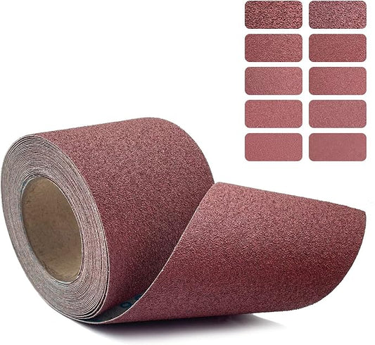 60 Grit Emery Cloth Roll, 4.5 Inch Wide 32.8 Ft Long (Equals 1/4 Sheet Sandpaper 71 Pcs) Abrasive Sandpaper Rolls for Metal Automotive Wood Furniture Sanding Paper Drum Palm Sander (60 Grit)
