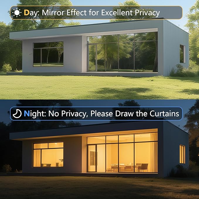 LEMON CLOUD One Way Window Privacy Film See Out Not in Reflective Mirror UV Window Cling Sun Blocking Heat Control Glare Control with Tools,17.5 Inch x 157.4 Inch