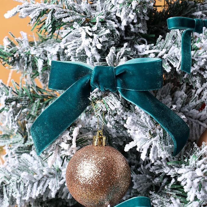 LaRibbons Thin Velvet Ribbon 1 Inch x 25 Yards, Dark Blue Velvet Ribbon for Christmas Tree, Gift Wrapping, Wreath Bow, Outdoor Decoration