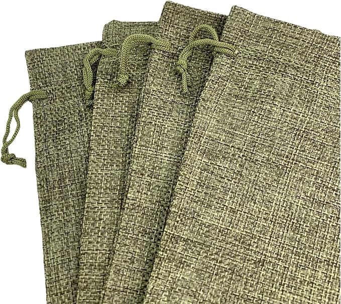Palmhomee Pack of 25 Burlap Gift Bags with Drawstring Linen Jewelry Pouches Wedding Hessian Jute Bags for Birthday and Treat Pouches Party Wedding Favors Gift (6x8 Inch, Moss Green)