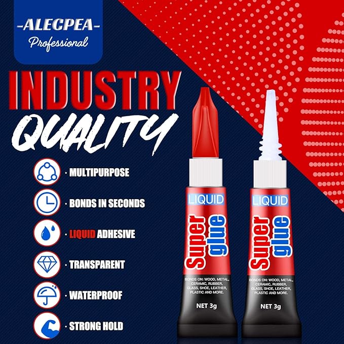 3 Gram (Pack of 48) Single Use Super Glue Liquid, Super Fast, Thin & Strong Adhesive Superglue, Cyanoacrylate Glue for Hard Plastics, DIY Craft, Ceramics, Leather, Metal Etc