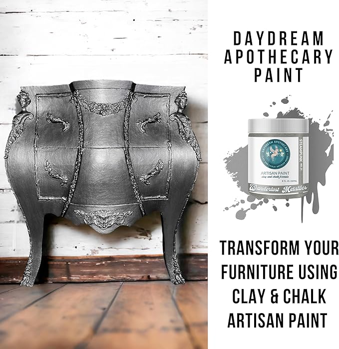 Daydream Apothecary Premium Chalk Style Paint for Furniture, Home Décor, Wood, DIY Interior Projects, Quick Dry, No Prep or Prime Needed, Matte Dark Grey - 8oz
