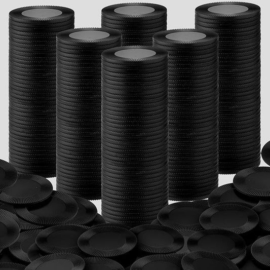 Coopay 500 Pieces Plastic Poker Chips, 1 Inch Bingo Chips Bulk Learning Counters Disks Poker Card Game, Counting Markers for Math Practice, Game Tokens and Teaching Rewards, 25 mm (Black)