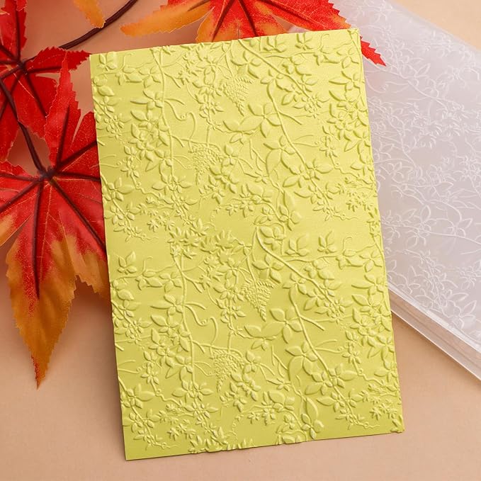 BAOFALI 3D Embossing Folder for Card Making,Red Leaves Plastic Texture Fades Embossing Folder Template for Scrapbooking and Other Paper Craft Album Stamps DIY Decoration 6.3" L x 4.5" W