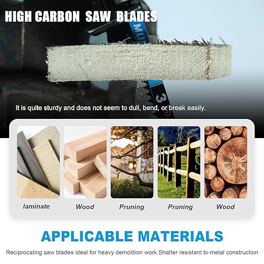 3 Pack 9 inch Reciprocating Saw Blades Set，3 TPI High Carbon Saw Blades for Wood Cutting ，Saw Blades with Organizer Case (3, 3T/9inch)