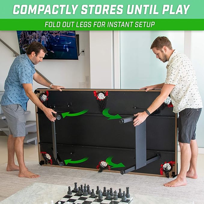 GoSports 6, 7, or 8 ft Billiards Tables - No Assembly, Choose Your Color - Portable Pool Table Includes Full Set of Balls, 2 Cue Sticks, Chalk and Felt Brush
