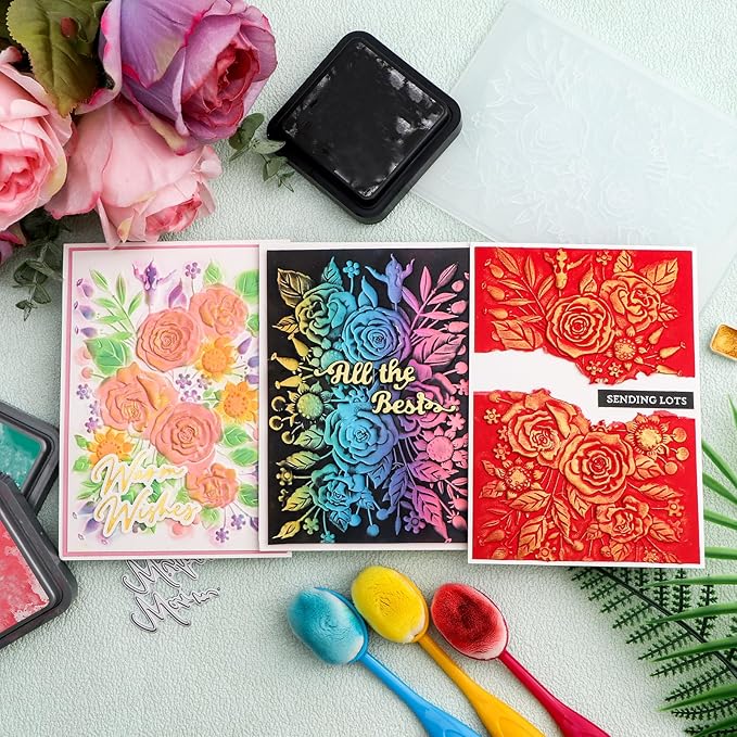BAOFALI 3D Embossing Folder for Card Making,Rose Garden Clear Plastic Texture Fades Embossing Folder Template for Scrapbooking and Other Paper Craft Album Stamps DIY Decoration 6.3" L x 4.5" W