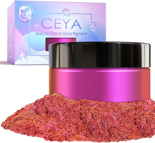 Ceya Chameleon Mica Powder, 1.8oz/ 50g Lavish Party Chrome Nail Powder, Cosmetic Grade Pearlescent Effect Color Shift Pigment for Epoxy Resin, Makeup, Nail Polish, Soap Dye, Candle Making, Craft