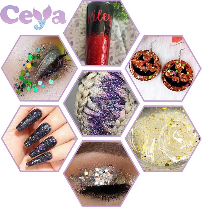 Ceya Holographic Chunky Glitter, 1 LB/ 16OZ Laser Orange Bulk Craft Glitter Mixed Chunky Fine Glitter Bottled Metallic Flake Nail Sequins for Resin, Tumblers, Scrapbooking, Festival Decor, Art Project