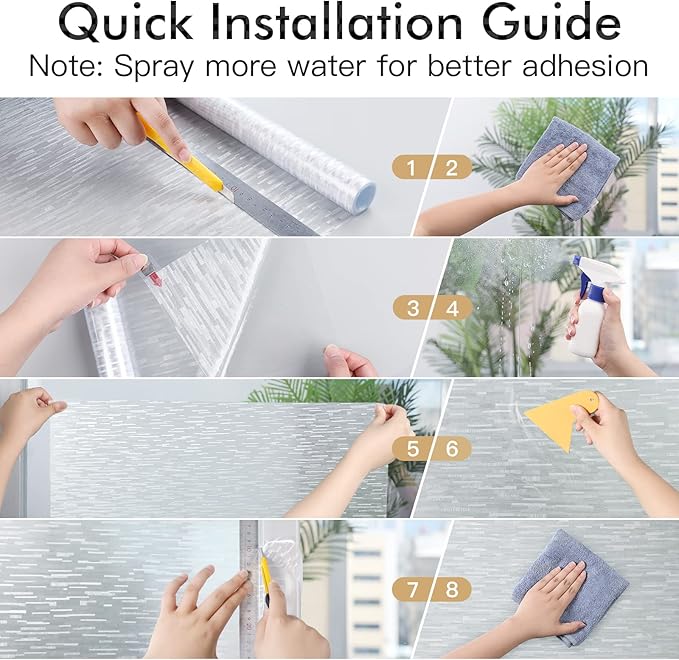 Haton Window Privacy Film, Frosted Glass Static Cling Sun Heat Blocking Window Clings, Frosting Opaque Coverings, Vinyl Removable Stickers Tint for Home Door Office, Non Adhesive 29.5" x 157.4"