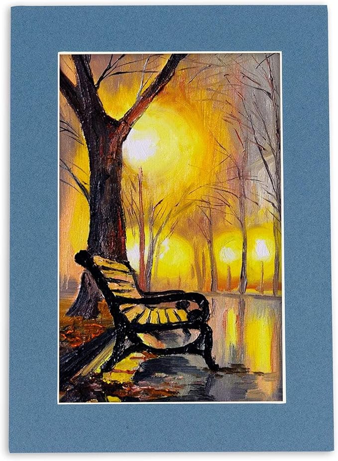 11x14 Mat for 8.5x11 Photo - Precut Steel Blue Picture Matboard for Frames 11 x 14 Inches - Bevel Cut to Display Art 8.5 x 11 Inches - Acid Free Pack of 10 MATS with Backing Boards & Clear Bags