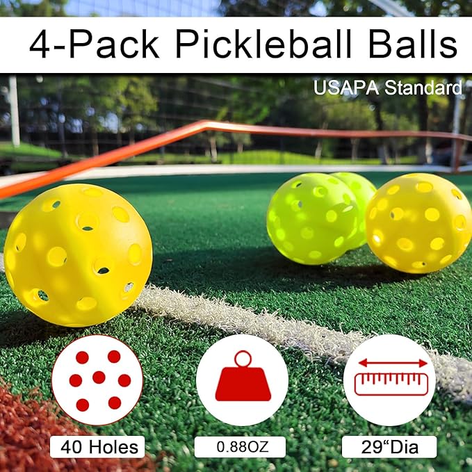 Zdgao Pickleball Set with Net for Driveway, 22 FT Regulation Size Pickle Ball Net Set with Pickleballs, Court Markers and Carry Bag, Steady Metal Frame for Outdoor, Indoor Court